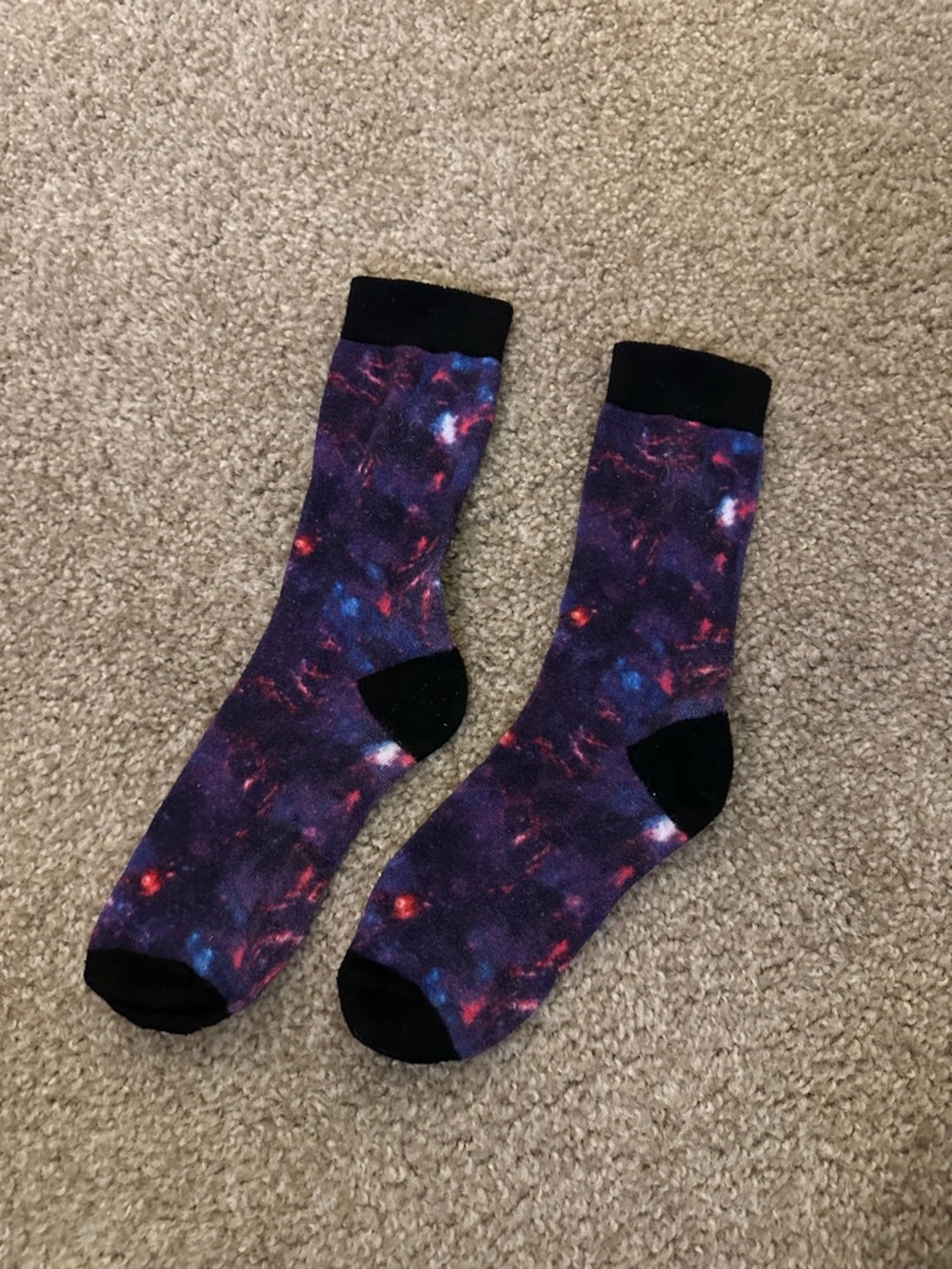 Purple Galaxy Crew Socks - Men